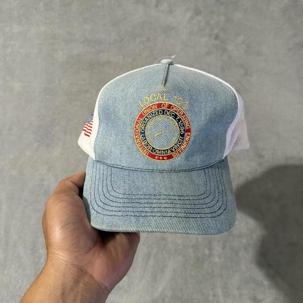 Vintage Local 106 Operating Engineers Snapback Mesh Trucker Denim Men’s